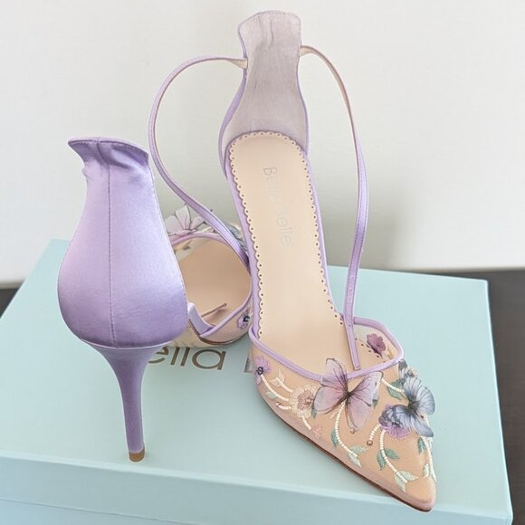 🦋NWT Sz8 Bella Belle Eve Lavender Butterfly Heels - Perfect for Garden Weddings - Picture 1 of 7